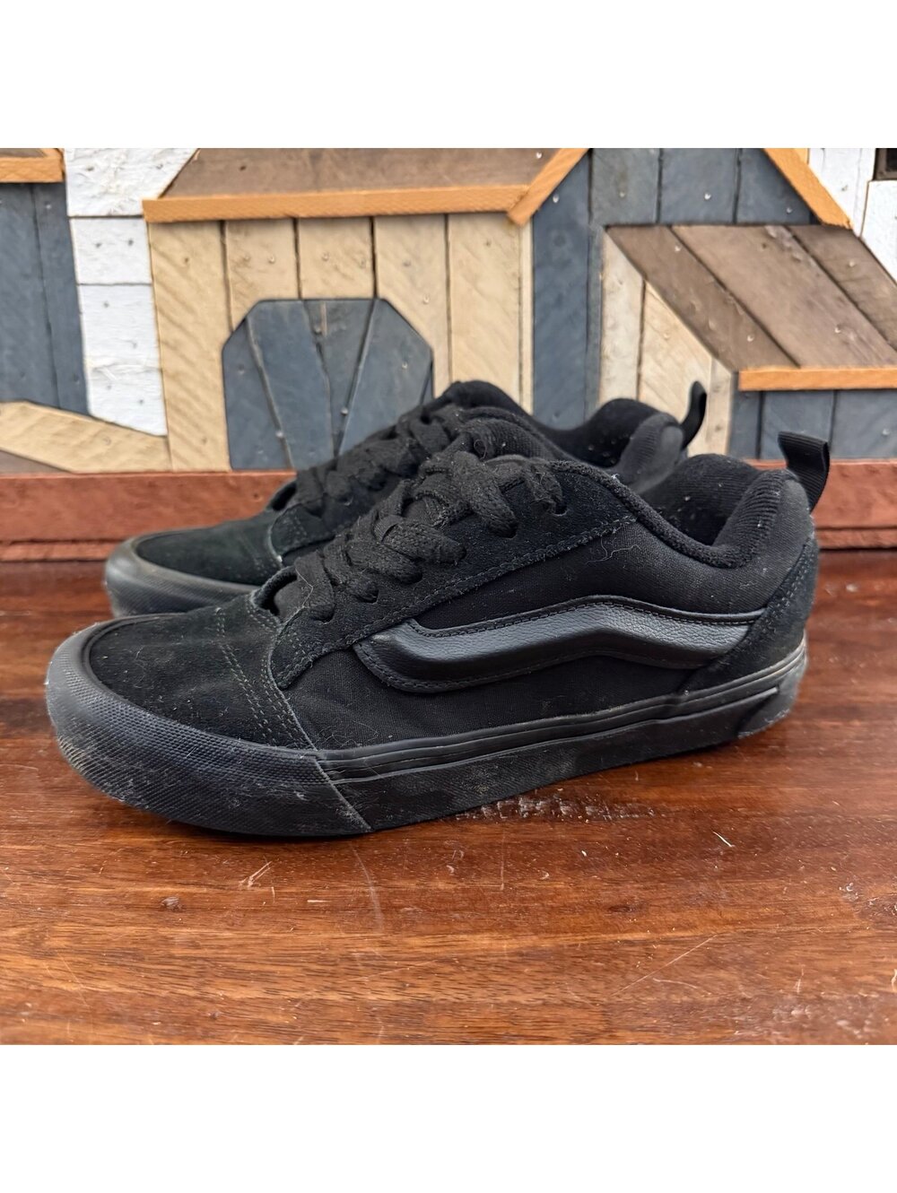 Vans Knu Skool Triple‎ Black Chunky 90s Skate Shoes Women 7 Men 5.5
